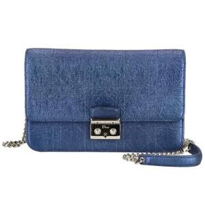 Dior Cannage Chain Shoulder Bag Blue